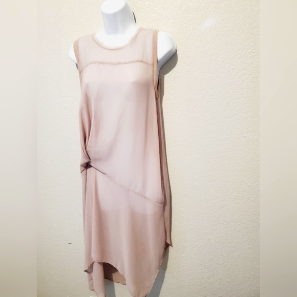 ZARA Chiffon Draped Sheer Asymmetrical Teost Side 1920s Vibe Midi Slip Dress - Picture 5 of 7